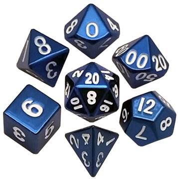 Metallic Dice: Blue Painted Metal Polyhedral Dice Set 16mm