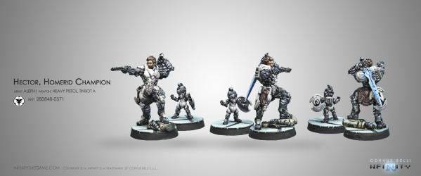 Infinity (#571) ALEPH: Hector, Homerid Champion (Heavy Pistol, EXP CCW)