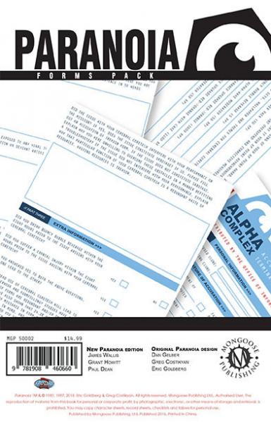 Paranoia RPG: Paranoia Forms Pack