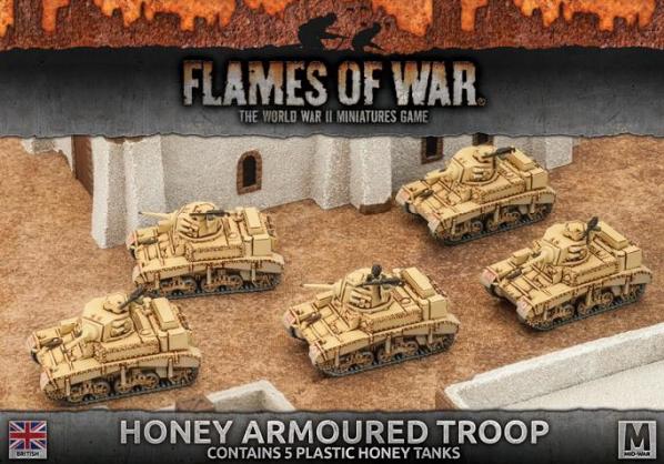 Flames Of War (WWII): (British) Desert Rats Honey Armoured Troop (5) (Plastic)