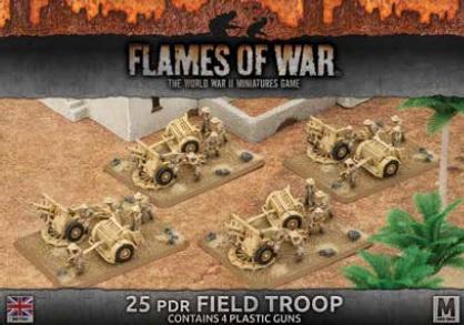 Flames Of War (WWII): (British) Desert Rats 25pdr Field Troop (4) (Plastic)