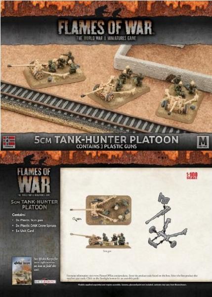 Flames Of War (WWII): (German) Afrika Korps 5cm Tank-Hunter Platoon (3) (Plastic)