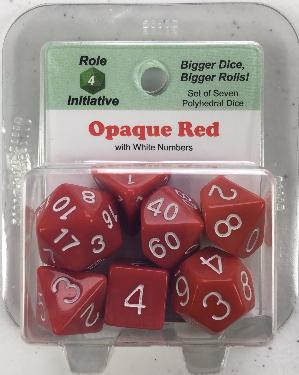 Polyhedral Dice Set: Opaque Red with White Numbers (7) [MFG OOP]