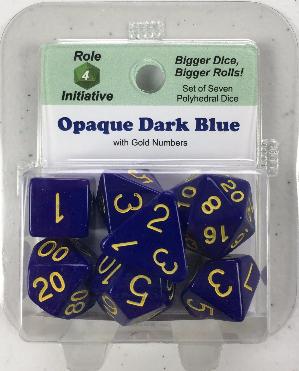 Polyhedral Dice Set: Opaque Dark Blue with Gold Numbers (7) [MFG OOP]