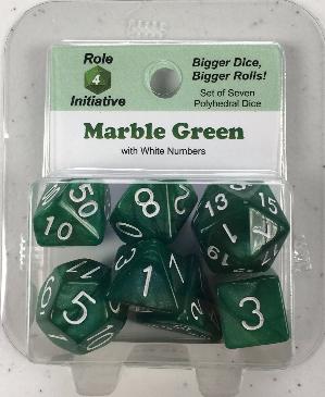 Polyhedral Dice Set: Marble Green with White Numbers (7) [MFG OOP]