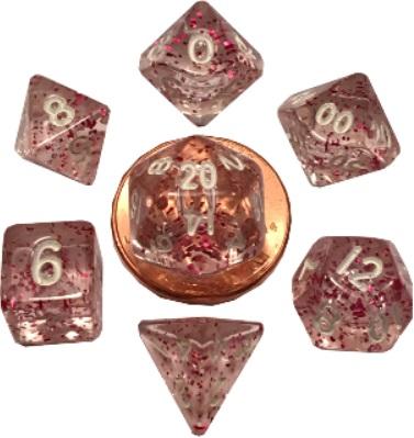 Mini Polyhedral Dice Set: Ethereal Light Purple with White Numbers