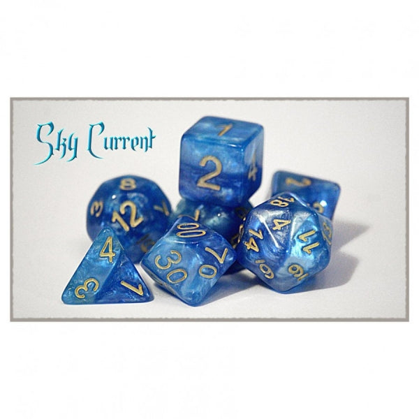 Halfsies Dice: Sky Current (7 Dice Polyhedral Set)