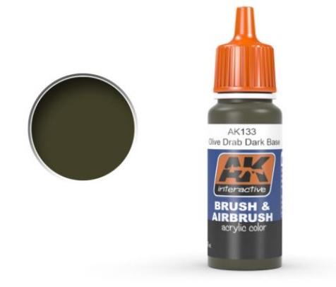 AK-Interactive: OLIVE DRAB DARK BASE Acrylic Paint