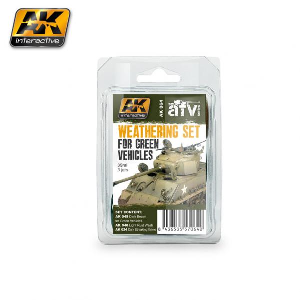 AK-Interactive: (Weathering) GREEN VEHICLES WEATHERING SET