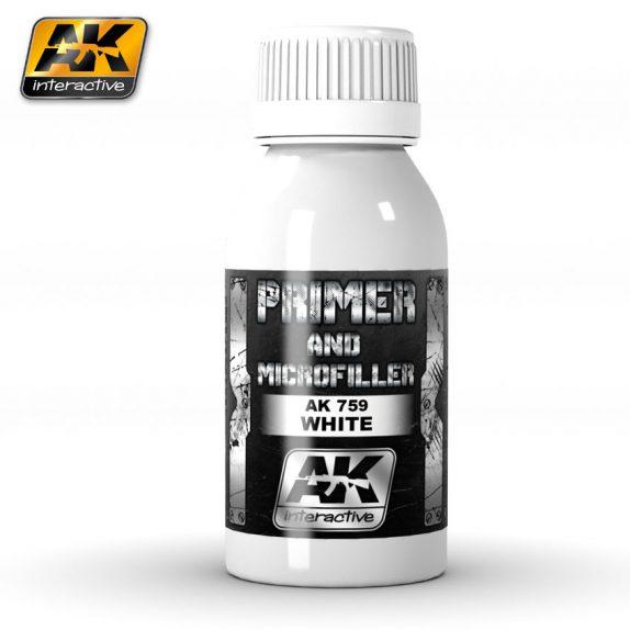 AK-Interactive: (Metalics) White Primer And Microfiller (100ml)