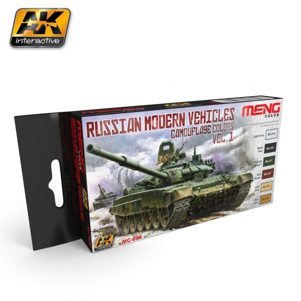 AK-Interactive: (Acrylic) MENG RUSSIAN MODERN VEHICLES CAMOUFLAGE COLORS VOL.1