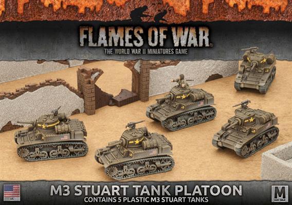 Flames Of War (WWII): (USA) M3 Stuart Light Tank Platoon (5x Plastic)