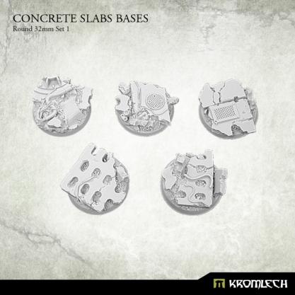 Kromlech Bases: Concrete Slabs Round 32mm set#1 (5)