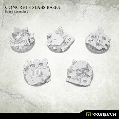 Kromlech Bases: Concrete Slabs Round 32mm set#2 (5)