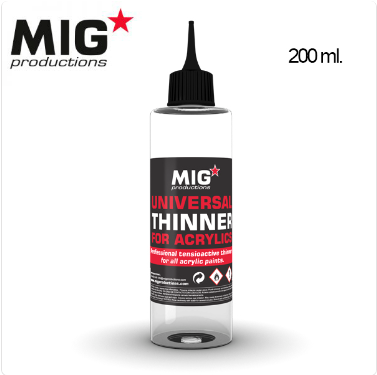 MIG Productions: UNIVERSAL THINNER FOR ACRYLICS (200 ml) [MFG OOP]