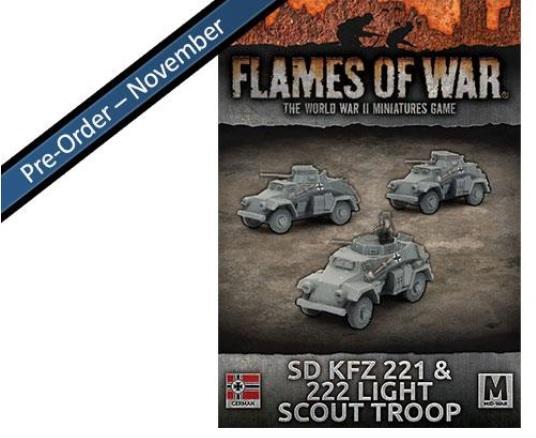 Flames Of War (WWII): (Iron Cross) Sd Kfz 221 and 222 Light Scout Troop