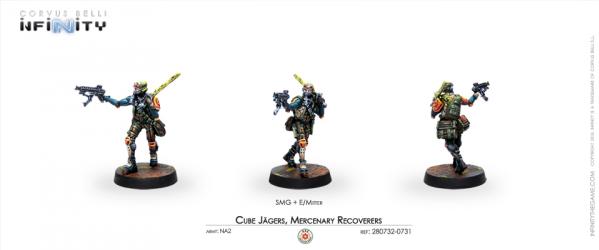 Infinity (#731) Non-Aligned Armies NA2: Cube Jägers, Mercenary Recoverers (Submachine Gun) (1)