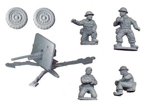Crusader Miniatures: British 2pdr AT Gun and Crew Pack (1 AT gun, 4 crew)