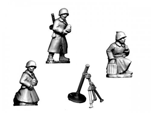 Crusader Miniatures: Russian Mortar (crew in Greatcoats) (4pcs)