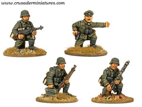 Crusader Miniatures: German MG34 Team & Command Kneeling (4)