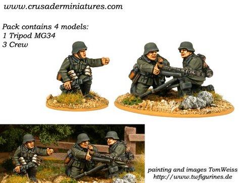 Crusader Miniatures: German HMG (1 Tripod MG34, 3 crew)