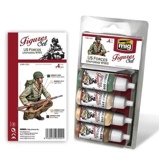 AMMO: Acrylic Paint Set - (Figure) US Forces WWII Uniforms Set