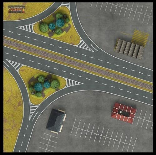 TANKS The Modern Age: Berlin Auto-Bahn Gaming Mat - 36'' x 36''