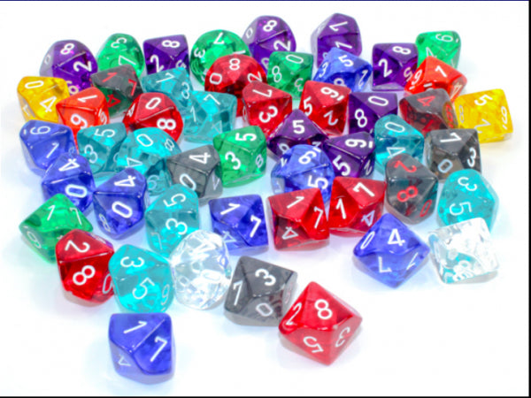 Chessex Bulk Dice Sets: Translucent d10 (Bag of 50)