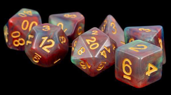 Polyhedral Dice Set: (Resin) Red Pearl Swirl (7 die set)