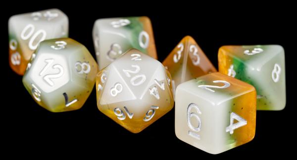Polyhedral Dice Set: (Resin) Fruit Kiwi (7 die set)