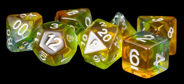 Polyhedral Dice Set: (Resin) Yellow Aurora (7 die set)