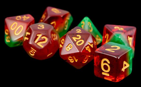 Polyhedral Dice Set: (Resin) Fruit Watermellon (7 die set)
