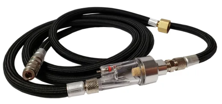 Badger Equipments: Braided Air-hose w/ Inline Moisture Trap and Quick Disconnect (6ft)