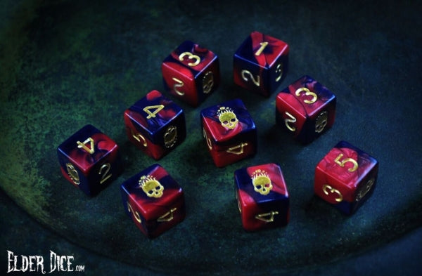 Elder Dice Set: Mark of the Necronomicon Red & Inky Black d6 9-die Set
