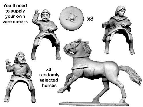 28mm Historical: Dark Ages - Mounted Scots Warriors (3 horses/riders)
