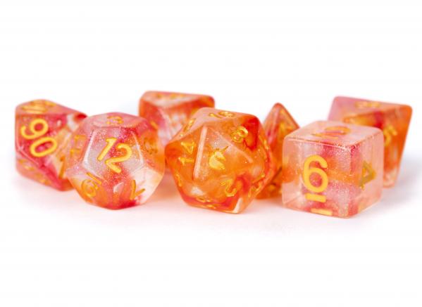 Metallic Dice: Unicorn RESIN Polyhedral Dice Set - Mystic Embers (7)