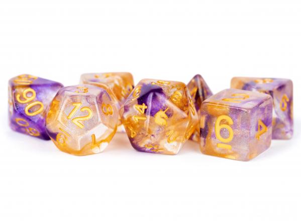 Metallic Dice: Unicorn RESIN Polyhedral Dice Set - Royal Sunset (7)