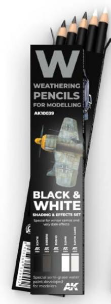 Weathering Pencils for Modelling: Black & White Shading & Effects Set (5)