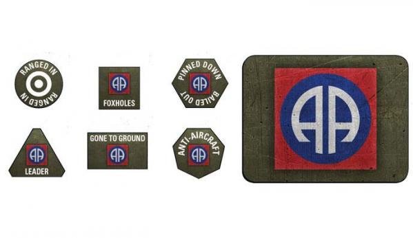 Flames of War: (US) 82nd Airborne Division Tokens (x20) & Objectives (x2)