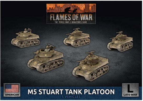 Flames Of War (WWII): (USA) M5 Stuart Light Tank Platoon (x5 Plastic)