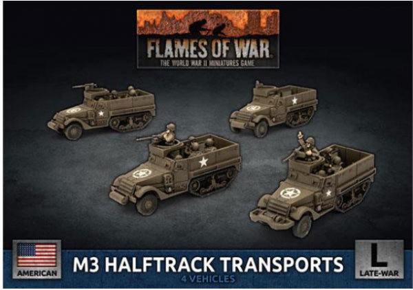 Flames Of War (WWII): (USA) M3 Halftrack Transport Platoon (x4 Plastic)