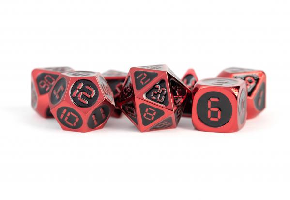 Digital Enamel Metal Dice Set: 16mm Red with Black Enamel