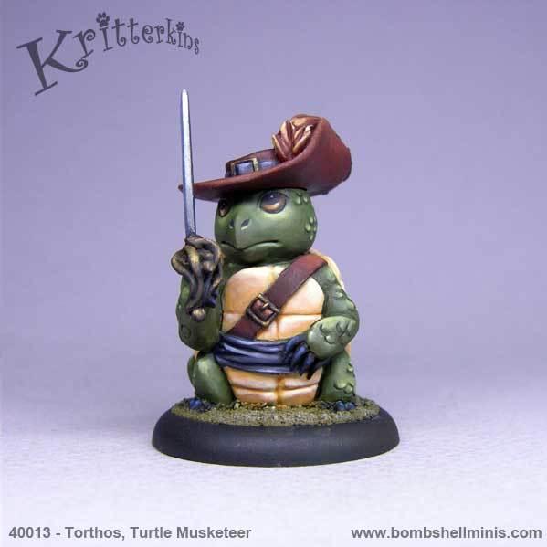 Bombshell Miniatures: Kritterkins - Torthos, Musketeer Turtle