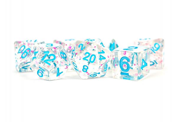 Polyhedral Dice Set: (Resin) Clear Confetti (7 die set)