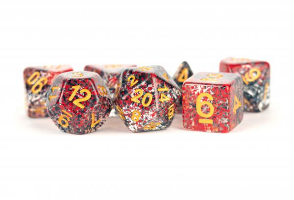 Polyhedral Dice Set: (Resin) Particle Dice Red/Black (7 die set)