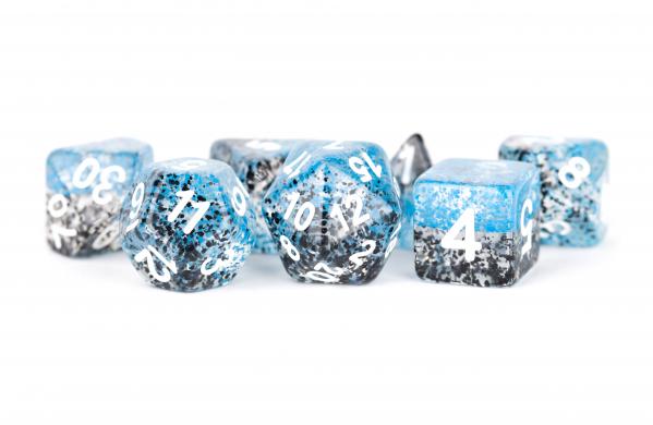 Polyhedral Dice Set: (Resin) Particle Dice Blue/Black (7 die set)