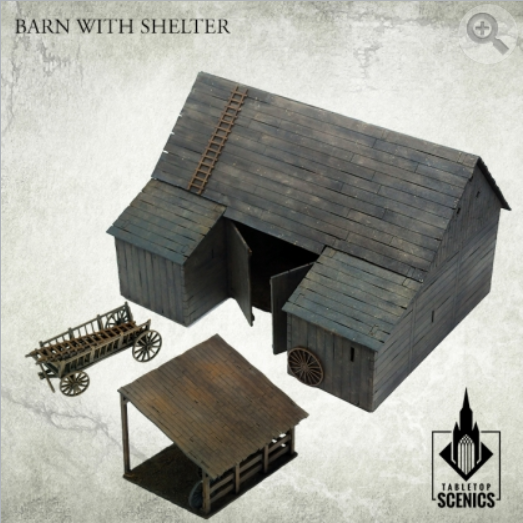 Kromlech Tabletop Scenics: Poland 1939 Barn with Shelter