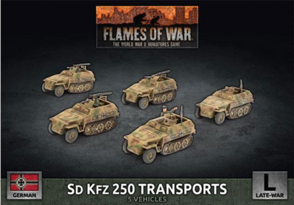 Flames of War: (German) Sd Kfz 250 Reconnaissance (MG and 3.7cm) Transports (x7 Plastic)