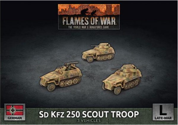 Flames of War: (German) Sd Kfz 250 8cm/7.5cm/2cm Scout Troop (x3 Plastic)