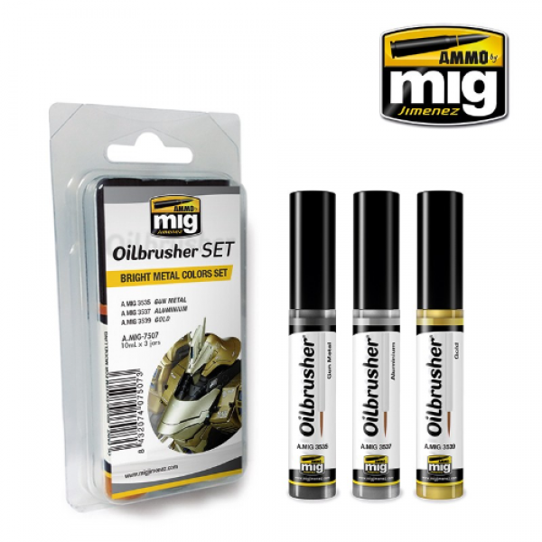AMMO: Oilbrusher - Bright Metal Colors Set